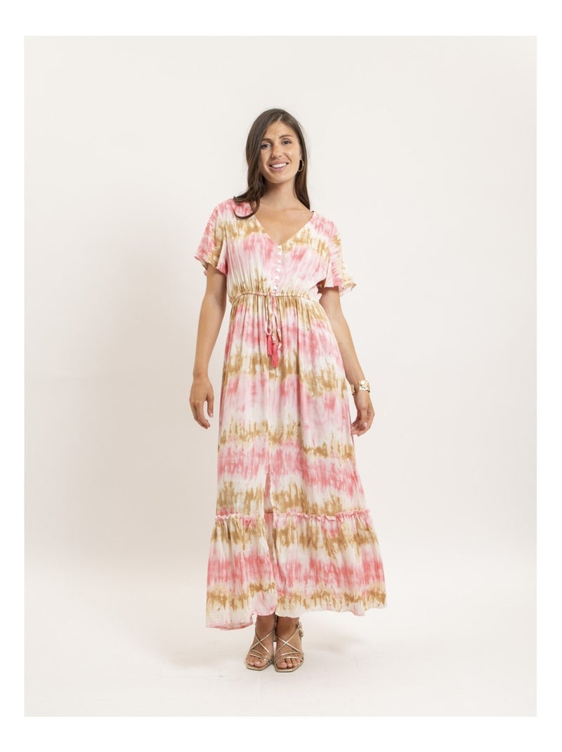 Vestido largo tie dye ITESSIA Rosa - Kiabi