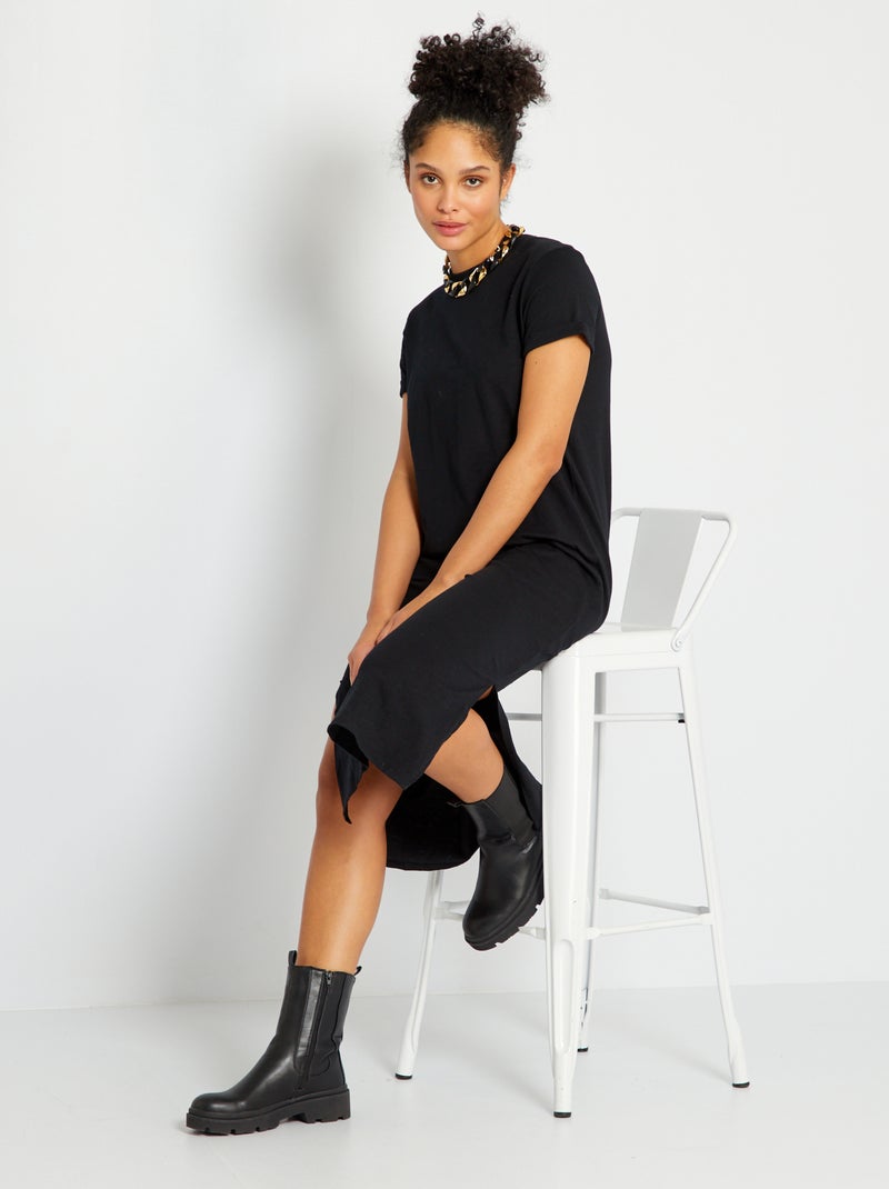 Vestido largo tipo camiseta Negro - Kiabi