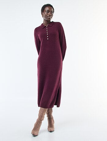 Vestido largo tipo jersey con cuello polo original