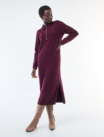 Vestido largo tipo jersey con cuello polo original