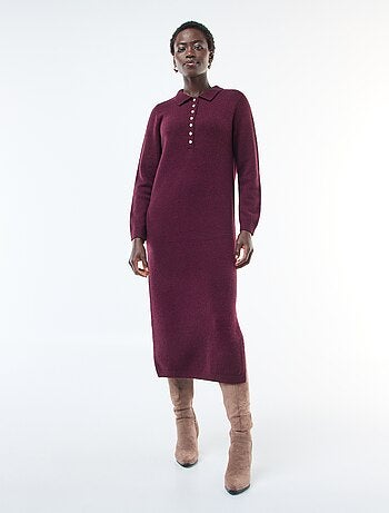 Vestido largo tipo jersey con cuello polo original
