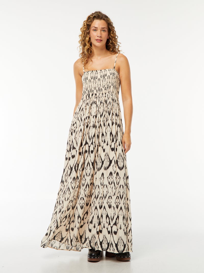 Vestido largo vaporoso de punto de crepé NEGRO - Kiabi