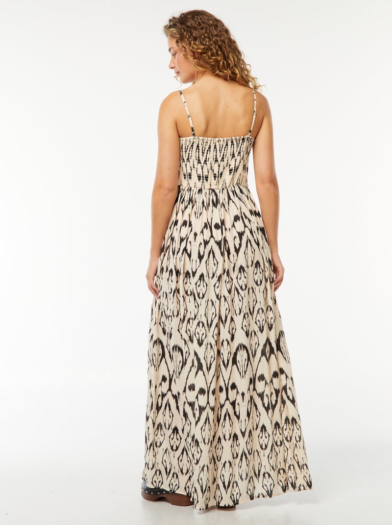 Vestido largo vaporoso de punto de crepé NEGRO - Kiabi