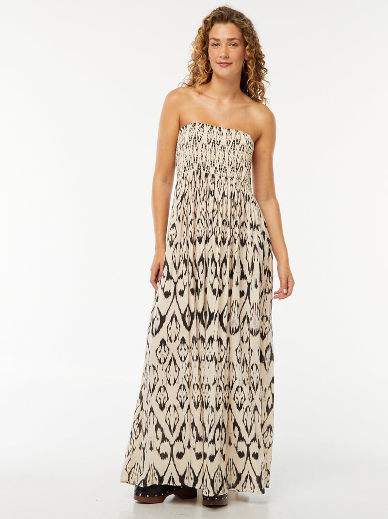 Vestido largo vaporoso de punto de crepé NEGRO - Kiabi