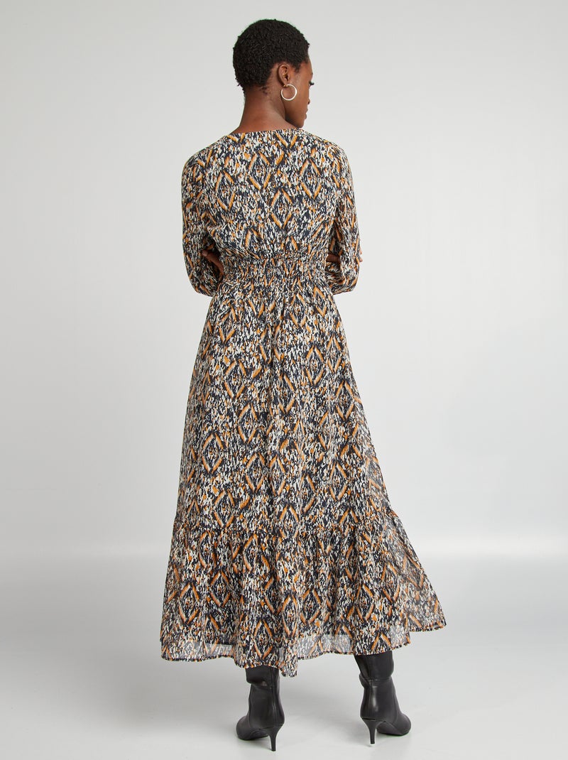 Vestido largo vaporoso estampado BEIGE - Kiabi
