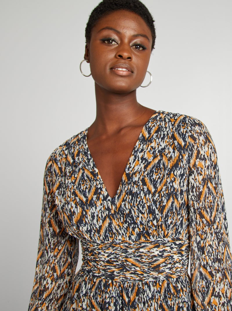 Vestido largo vaporoso estampado BEIGE - Kiabi