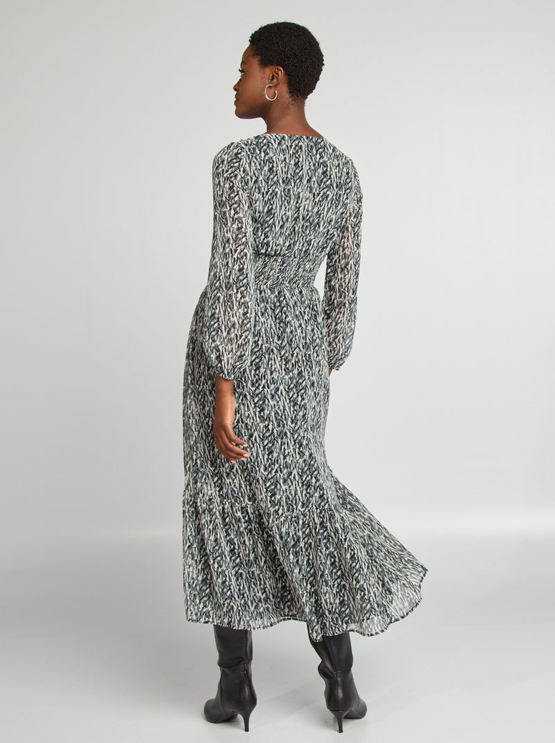Vestido largo vaporoso estampado NEGRO - Kiabi