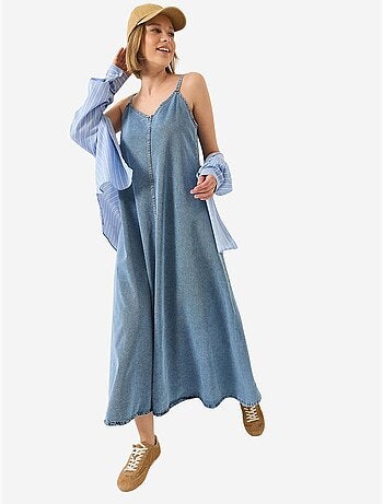 Vestido largo vaquero con tirantes finos lucci