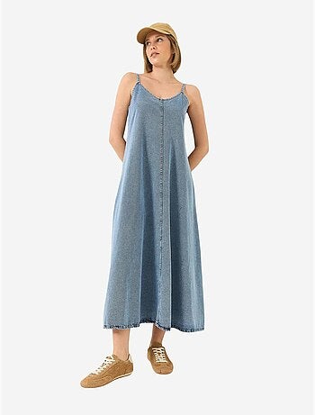 Vestido largo vaquero con tirantes finos lucci