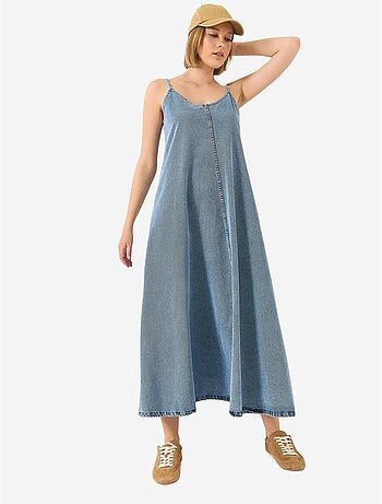 Vestido largo vaquero con tirantes finos lucci