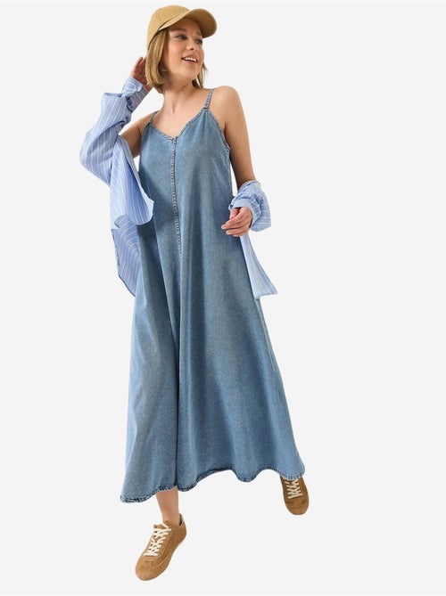 Vestido largo vaquero con tirantes finos lucci - Kiabi Vestido largo vaquero con tirantes finos lucci - Kiabi