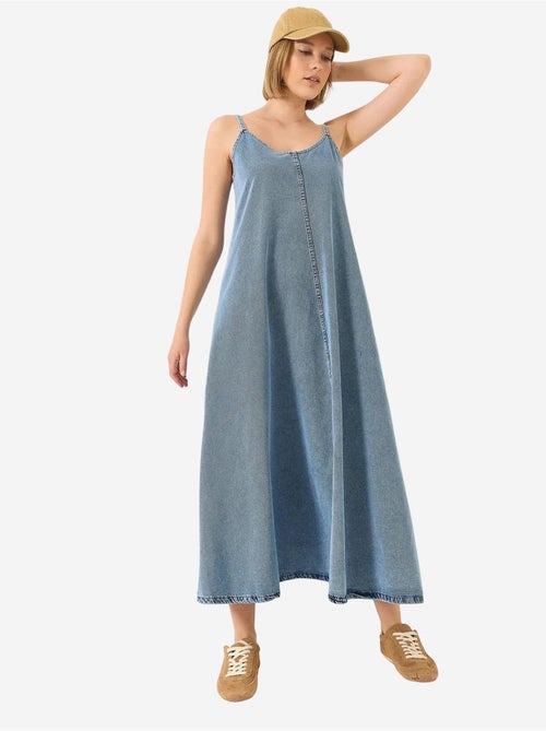 Vestido largo vaquero con tirantes finos lucci - Kiabi Vestido largo vaquero con tirantes finos lucci - Kiabi