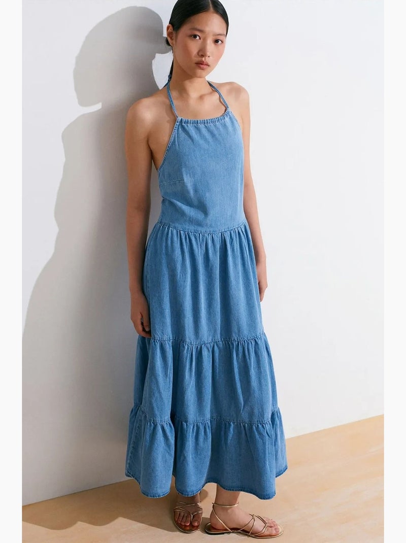 Vestido largo vaquero dilvin Azul zafiro - Kiabi
