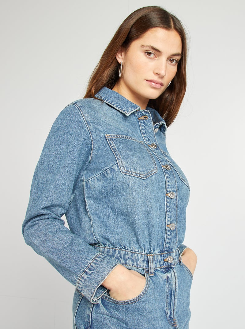 Vestido largo vaquero tipo mono AZUL - Kiabi