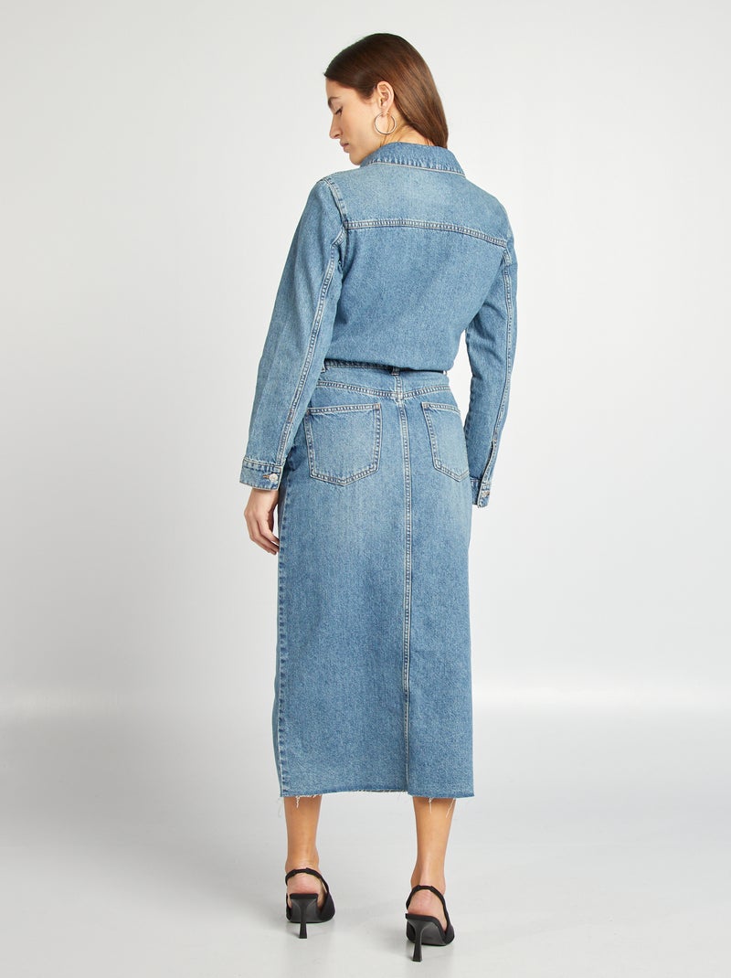 Vestido largo vaquero tipo mono AZUL - Kiabi