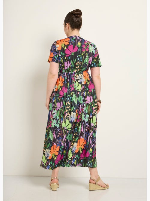 Vestido largo y fluido con mangas cortas y estampado floral. - Afibel - Kiabi