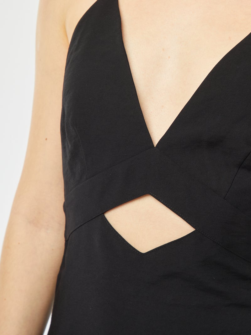 Vestido largo y fluido de tirantes negro - Kiabi