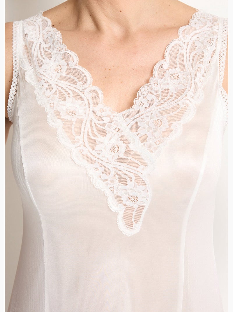 Vestido lencero antiestático de encaje Calais - Afibel Blanco - Kiabi
