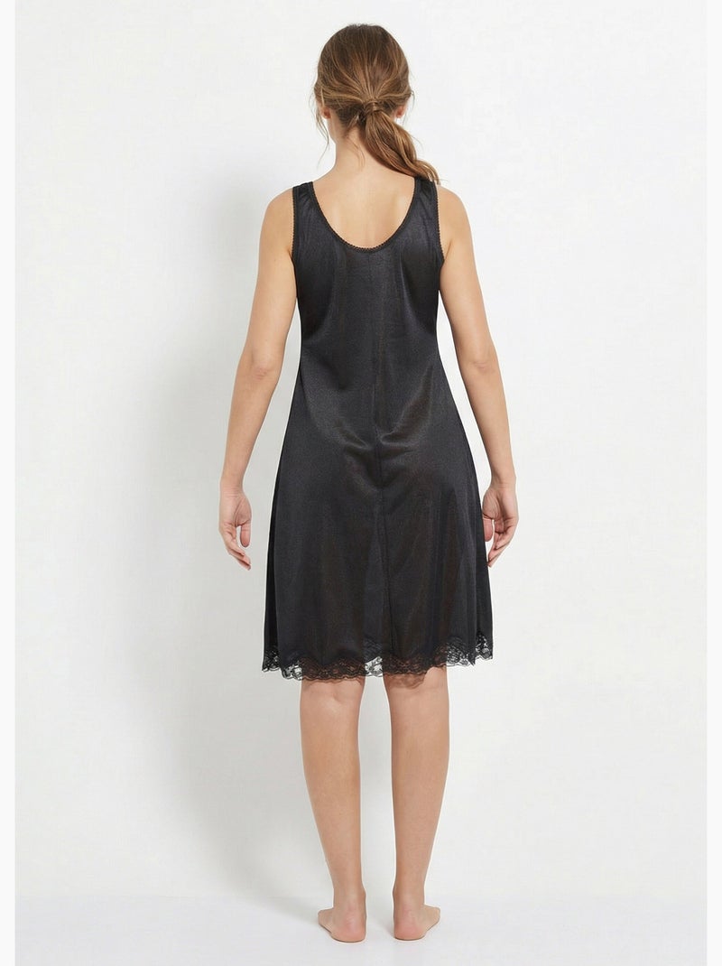 Vestido lencero antiestático de encaje Calais - Afibel Negro - Kiabi