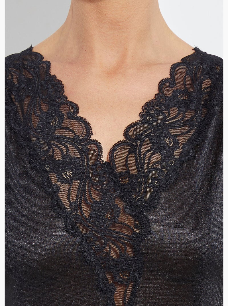 Vestido lencero antiestático de encaje Calais - Afibel Negro - Kiabi
