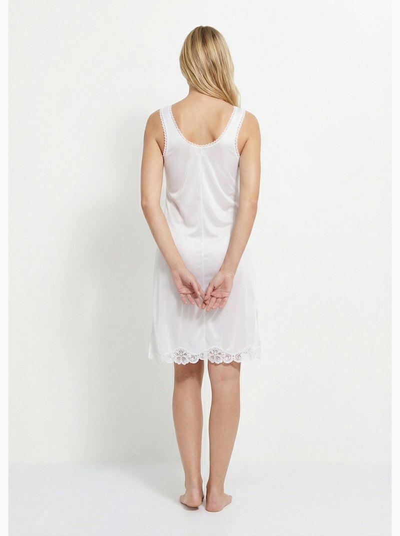 Vestido lencero de malla satinada 100 cm - Afibel Blanco nacarado - Kiabi
