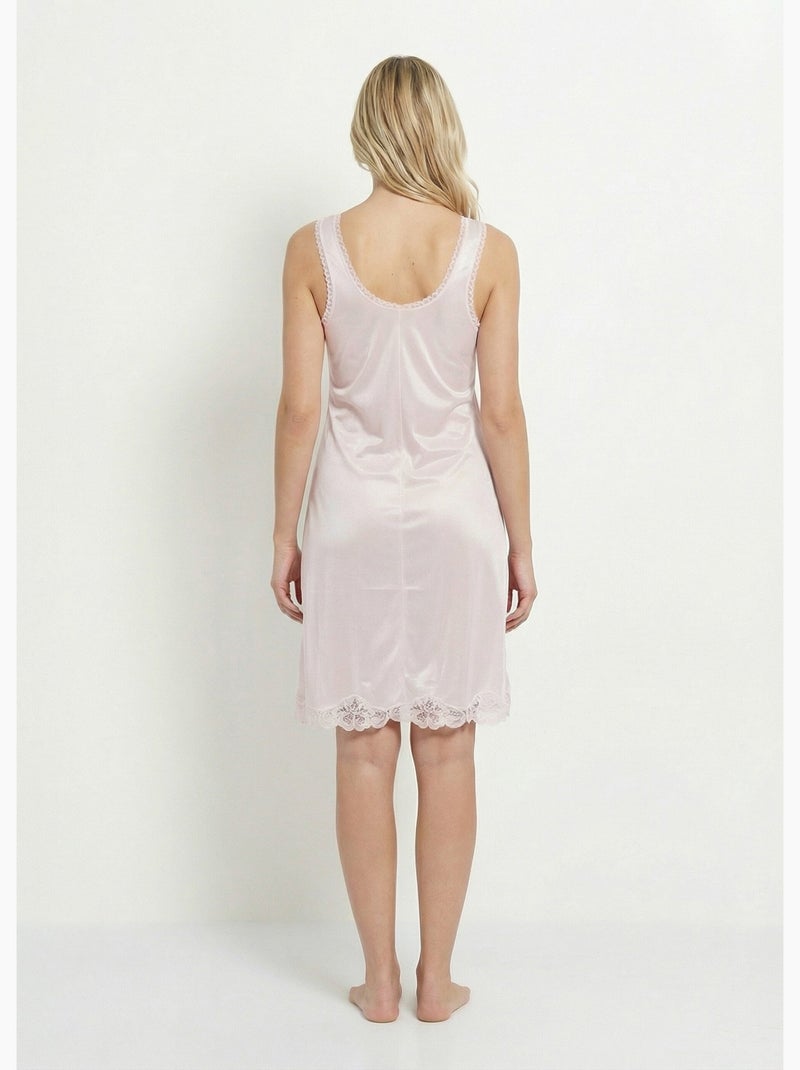 Vestido lencero de malla satinada 100 cm - Afibel Rosa - Kiabi
