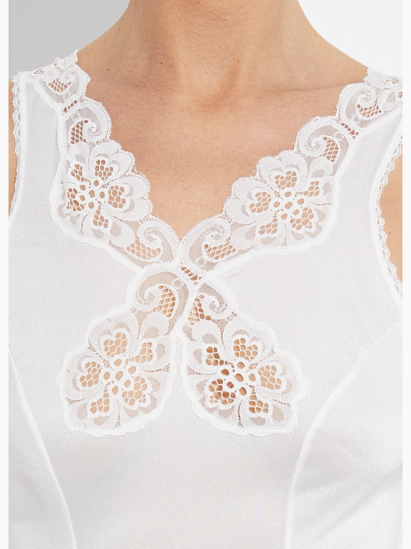 Vestido lencero de malla satinada 90 cm - Afibel Blanco nacarado - Kiabi