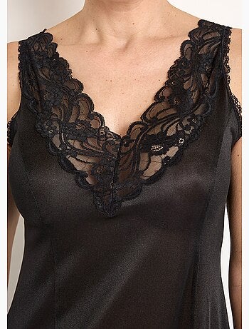 Vestido lencero de satén y encaje antiestático - Afibel