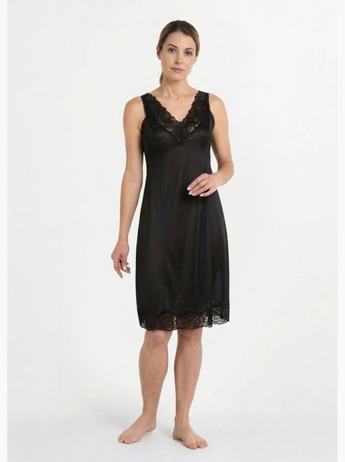 Vestido lencero de satén y encaje antiestático - Afibel - Kiabi