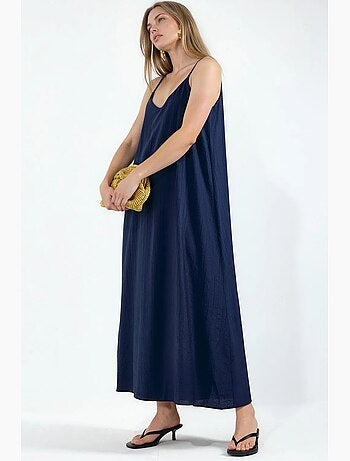 Vestido lencero maxi liso para mujer busem