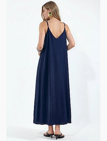Vestido lencero maxi liso para mujer busem