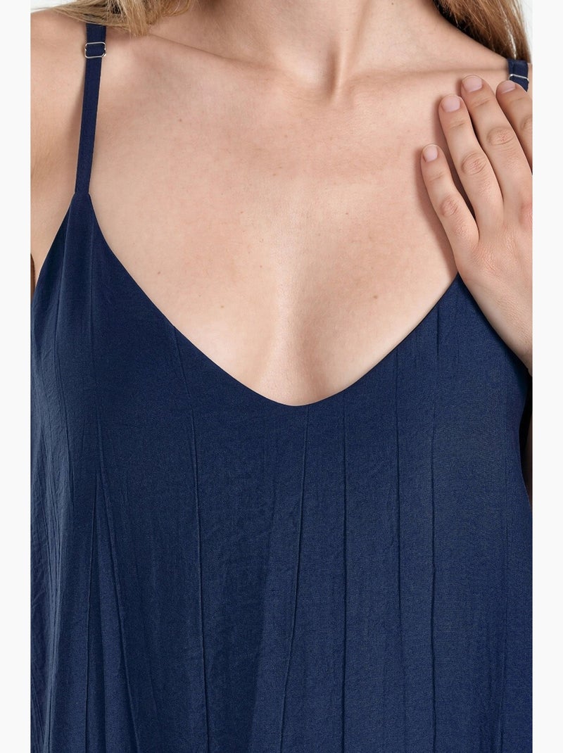 Vestido lencero maxi liso para mujer busem Azul marino - Kiabi