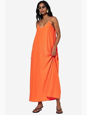 Vestido lencero maxi liso para mujer busem