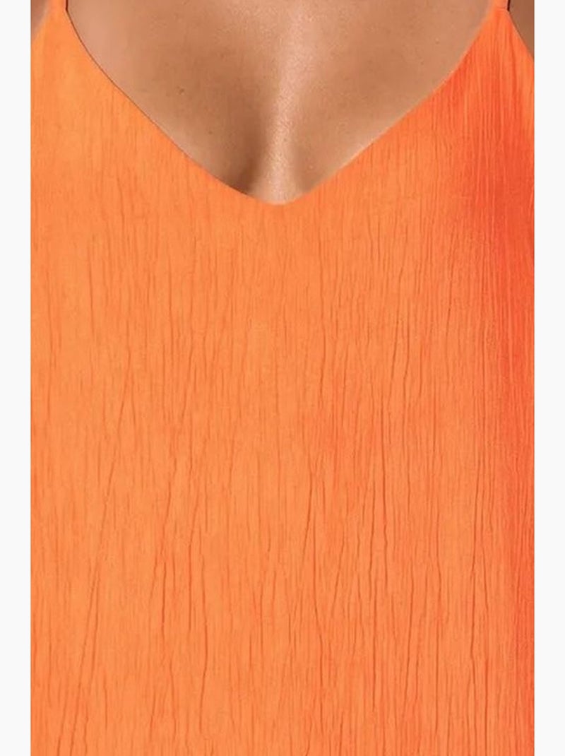 Vestido lencero maxi liso para mujer busem Naranja - Kiabi