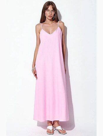 Vestido lencero maxi liso para mujer busem