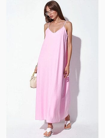 Vestido lencero maxi liso para mujer busem