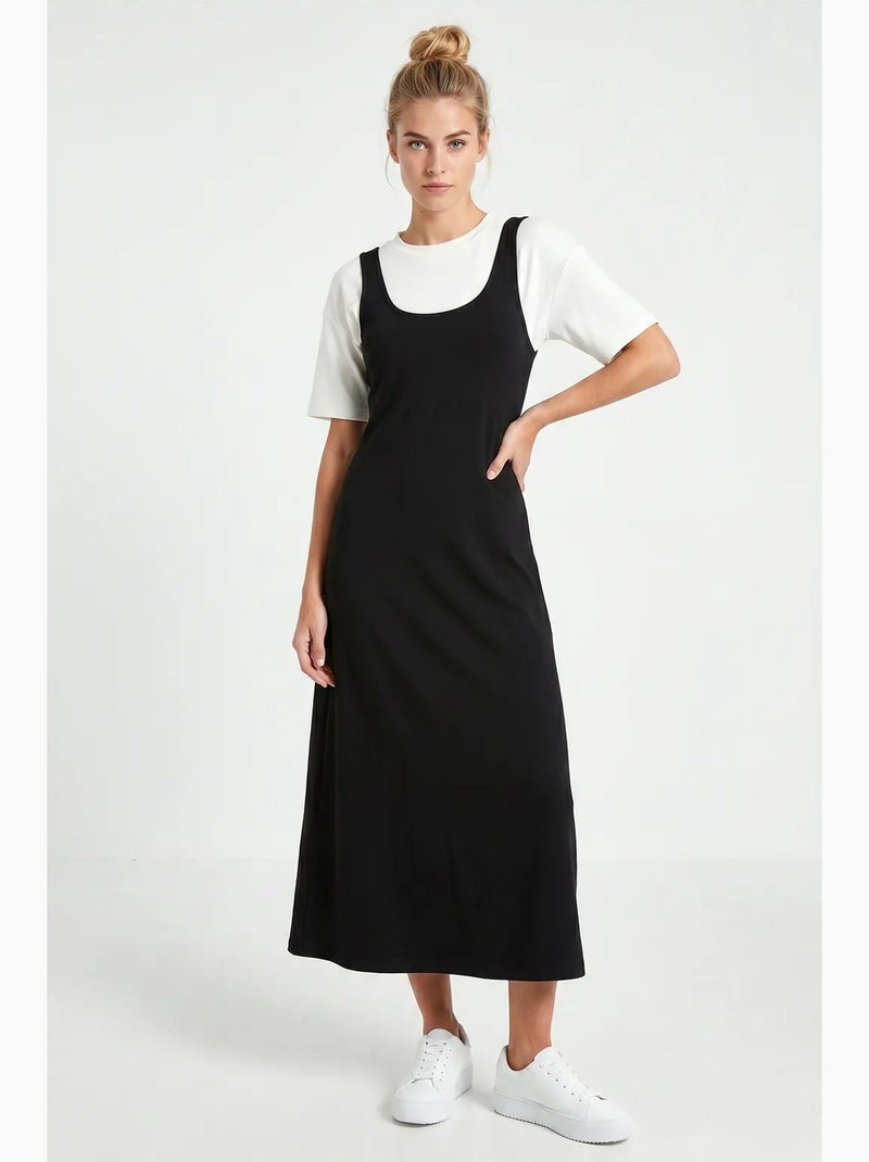 Vestido lencero midi de jersey sin mangas para mujer istanbul Negro - Kiabi