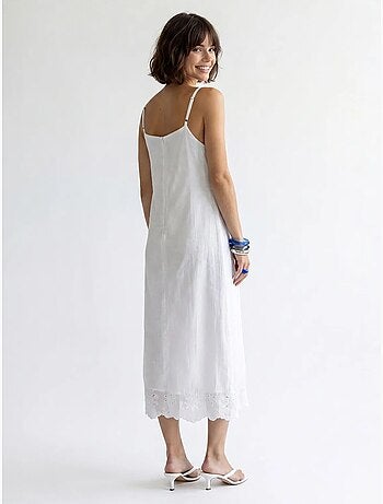 Vestido lencero midi de línea a bordado mixray