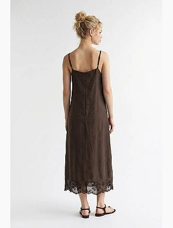 Vestido lencero midi de línea a bordado mixray