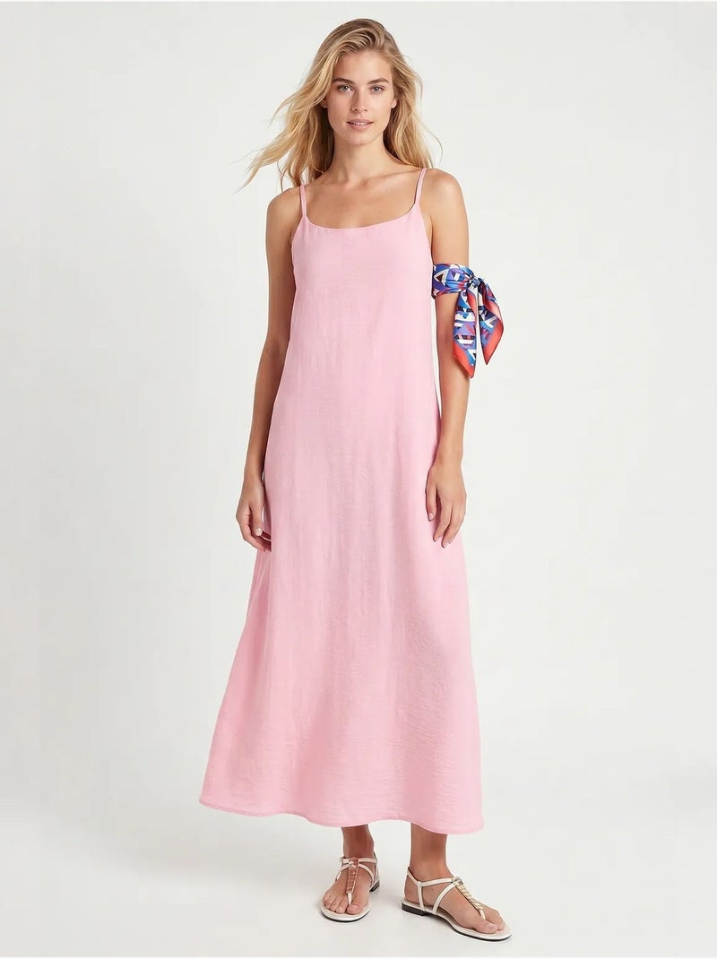 Vestido lencero midi de popelina de algodón istanbul Rosa - Kiabi