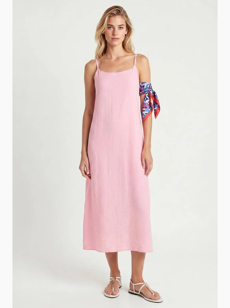 Vestido lencero midi de popelina de algodón istanbul Rosa - Kiabi