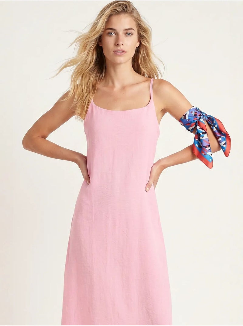 Vestido lencero midi de popelina de algodón istanbul Rosa - Kiabi