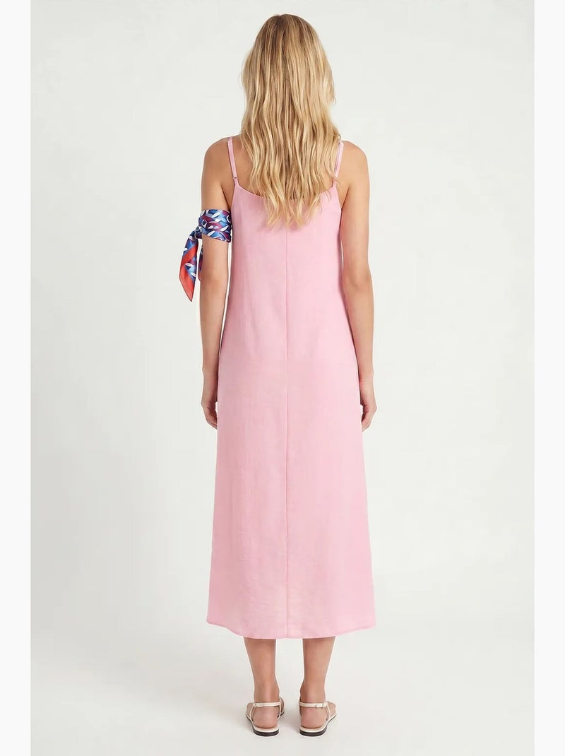Vestido lencero midi de popelina de algodón istanbul Rosa - Kiabi