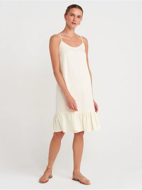 Vestido lencero midi sin mangas con detalle de volante dilvin - Kiabi