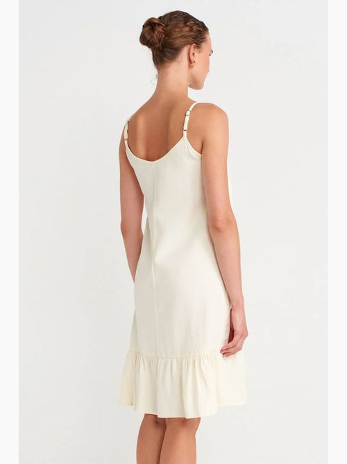 Vestido lencero midi sin mangas con detalle de volante dilvin - Kiabi