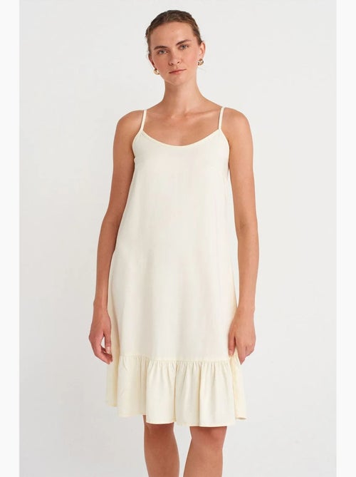 Vestido lencero midi sin mangas con detalle de volante dilvin - Kiabi