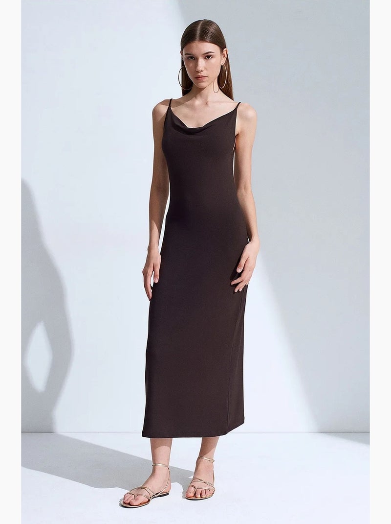 Vestido lencero midi sin mangas dilvin Marrón chocolate - Kiabi