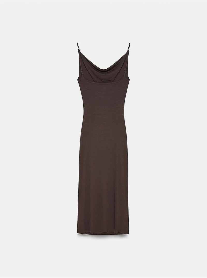 Vestido lencero midi sin mangas dilvin Marrón chocolate - Kiabi