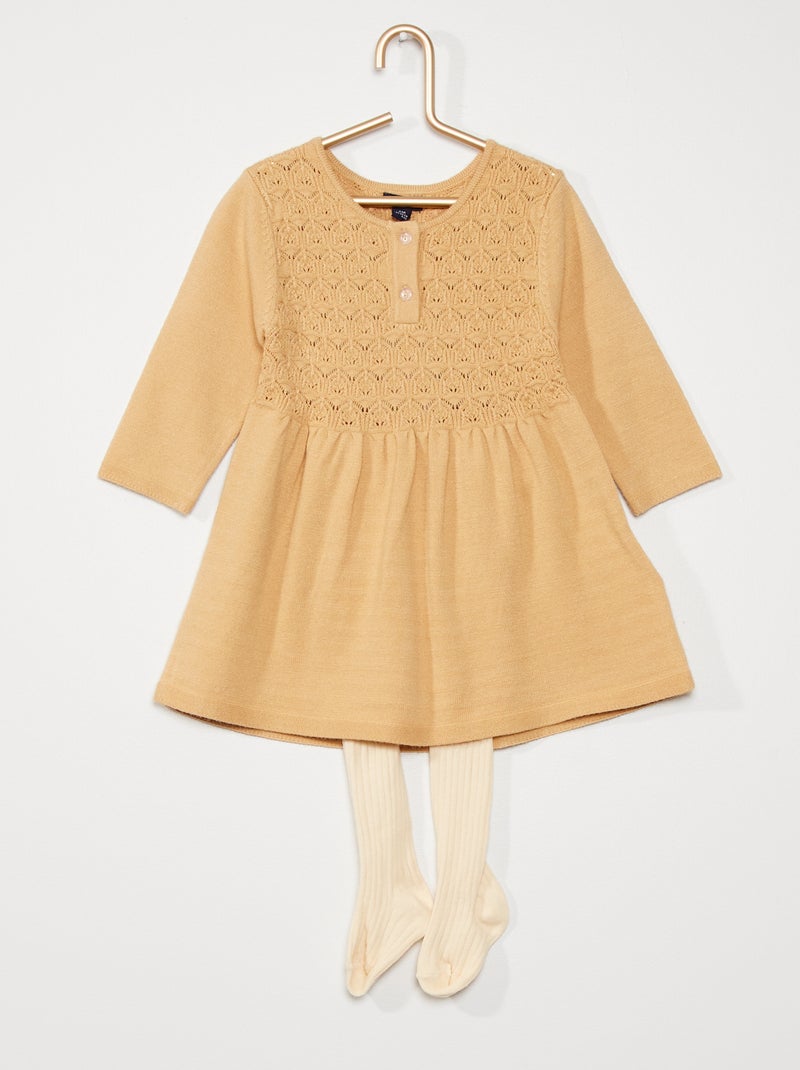 Vestido + leotardos BEIGE - Kiabi