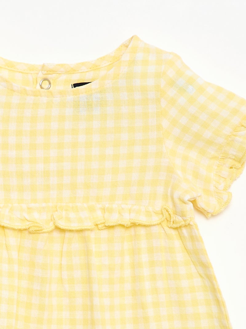 Vestido ligero con mangas cortas con volantes Amarillo - Kiabi